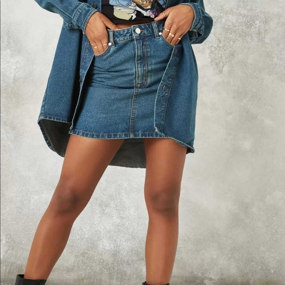 Missguided Denim Side Split Mini Skirt - 8